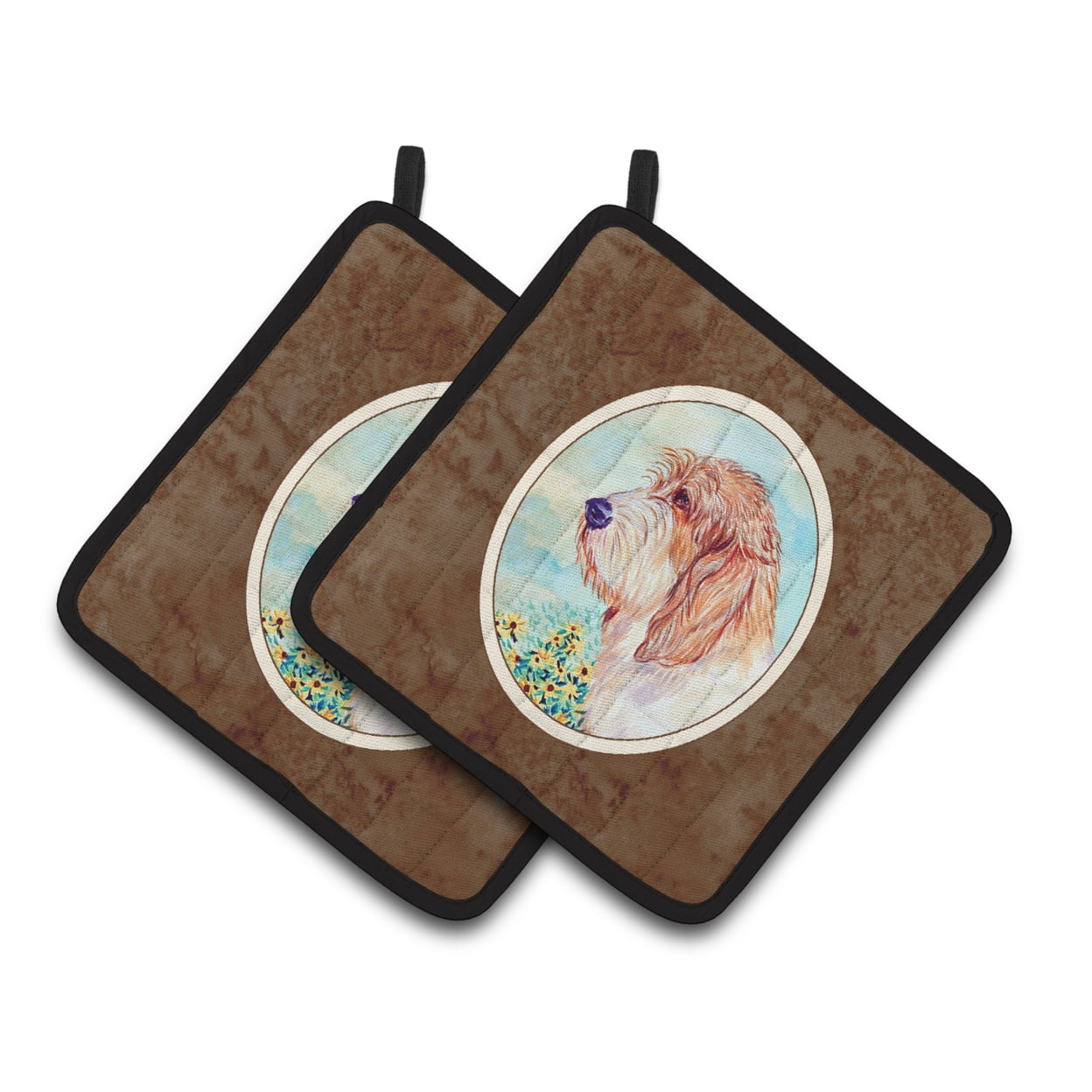 Carolines Treasures 7229PTHD Petit Basset Griffon Vendeen PBGV Pair of Pot Holders , 7.5HX7.5W, multicolor
