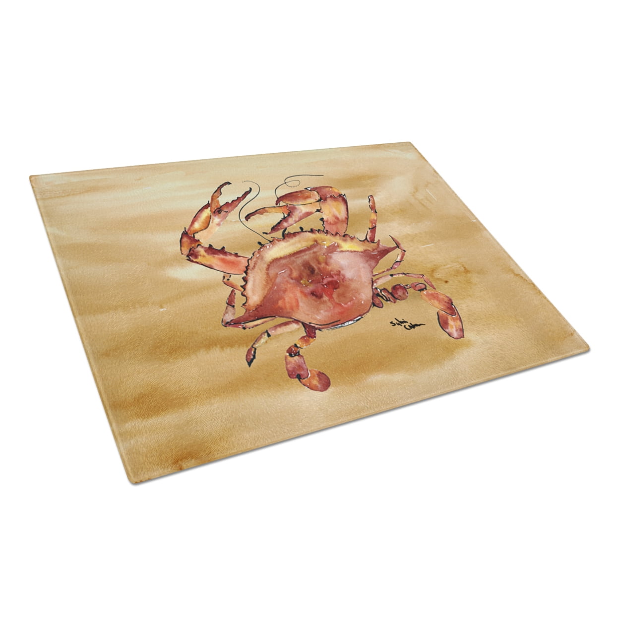 Carolines Treasures 8154LCB Cooked Crab Sandy Beach Glass Cutting Board Large, 12H x 16W, multicolor