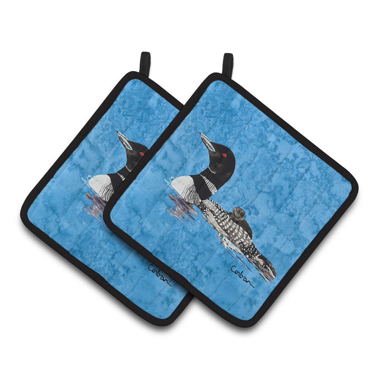 Carolines Treasures 8718PTHD Momma and Baby Loon Pair of Pot Holders , 7.5HX7.5W, multicolor