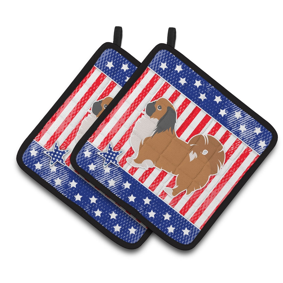 Carolines Treasures BB3338PTHD Patriotic Pekingese Pair of Pot Holders , 7.5HX7.5W, multicolor