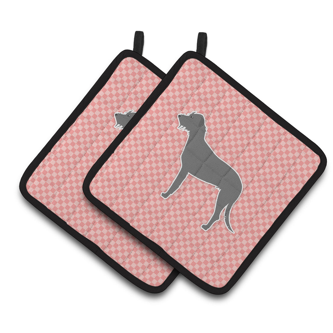 Carolines Treasures BB3603PTHD Irish Wolfhound Checkerboard Pink Pair of Pot Holders , 7.5HX7.5W, multicolor