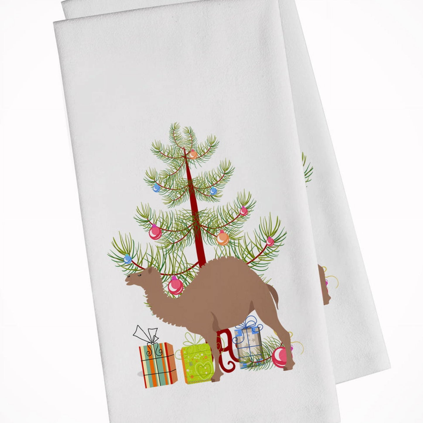 Carolines Treasures BB9186WTKT F1 Hybrid Camel Christmas White Kitchen Towel Set of 2 Dish Towels Teal 19 X 25"
