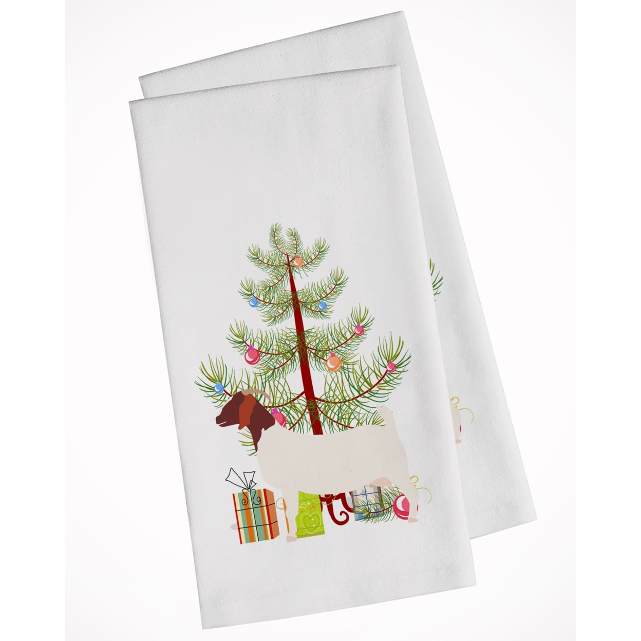 Carolines Treasures BB9253WTKT Boer Goat Christmas White Kitchen Towel Set of 2 Dish Towels Teal 19 X 25" multicolor