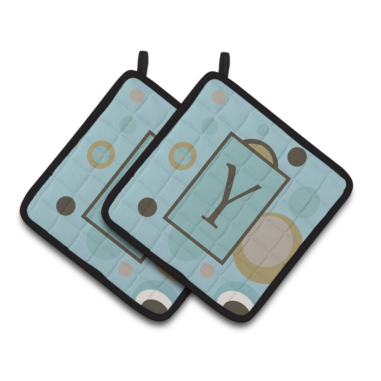 Carolines Treasures CJ1013-YPTHD Letter Y Initial Monogram - Blue Dots Pair of Pot Holders, 7.5HX7.5W, multicolor