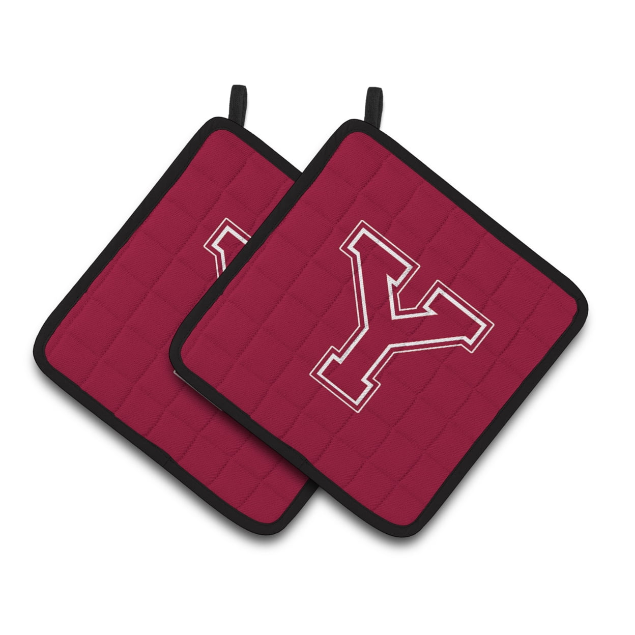 Carolines Treasures CJ1032-YPTHD Letter Y Initial Monogram - Maroon and White Pair of Pot Holders, 7.5HX7.5W, multicolor