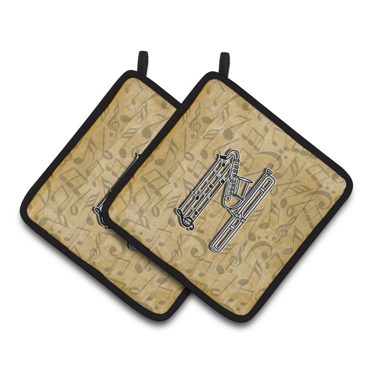 Carolines Treasures CJ2004-NPTHD Letter N Musical Instrument Alphabet Pair of Pot Holders, 7.5 x 3 x 7.5 in.