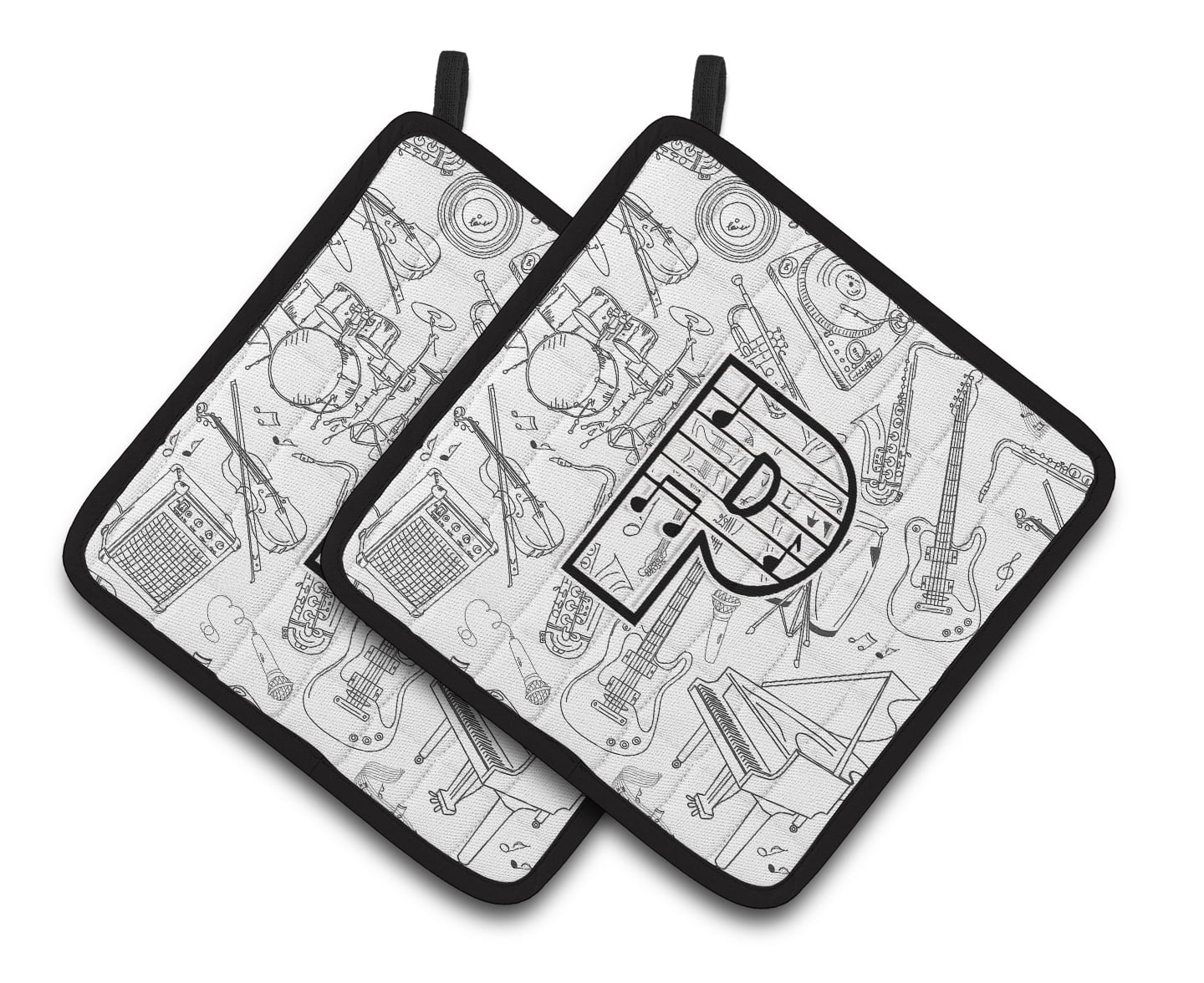 Letter P Musical Note Letters Pair of Pot Holders