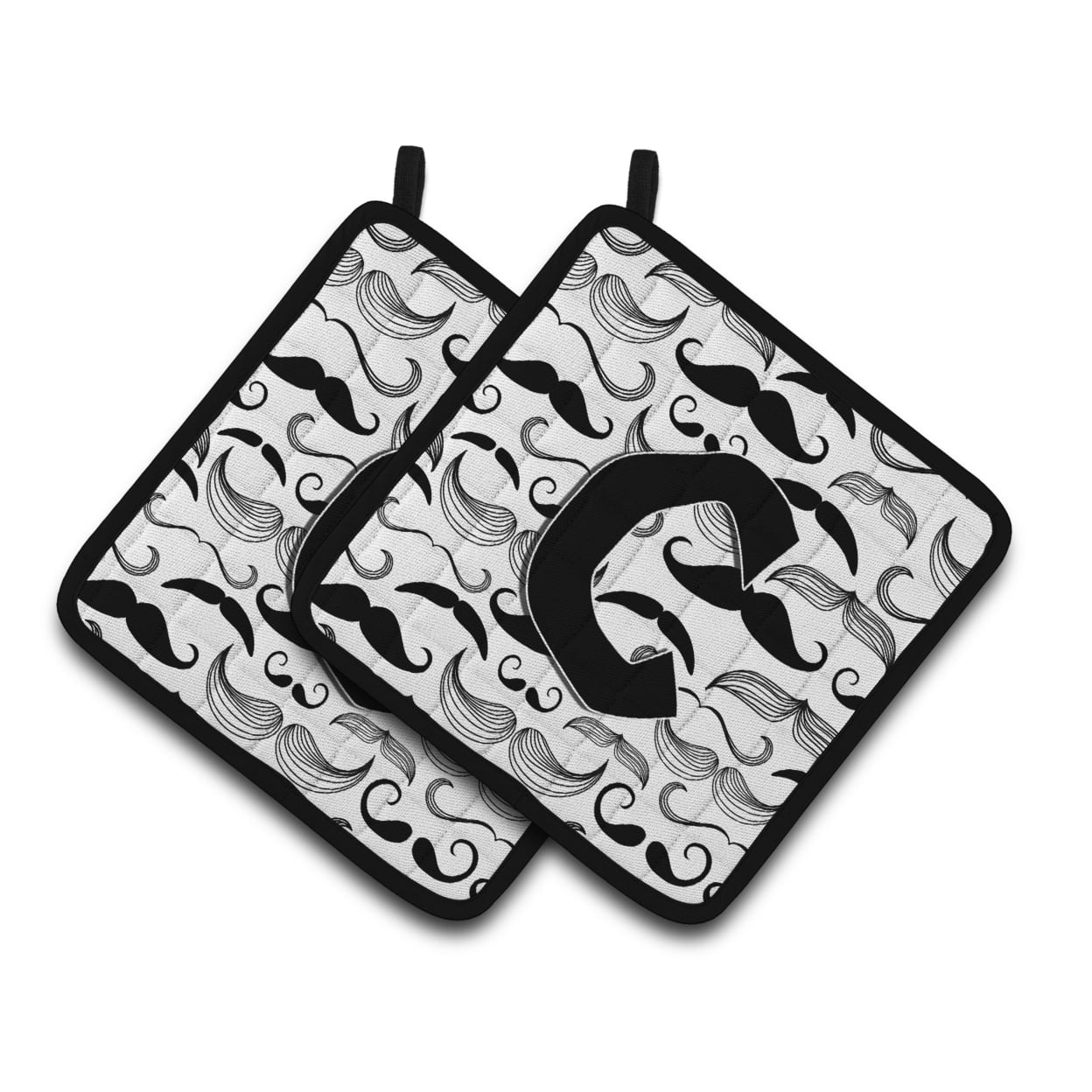Carolines Treasures CJ2009-CPTHD Letter C Moustache Initial Pair of Pot Holders, 7.5HX7.5W, multicolor