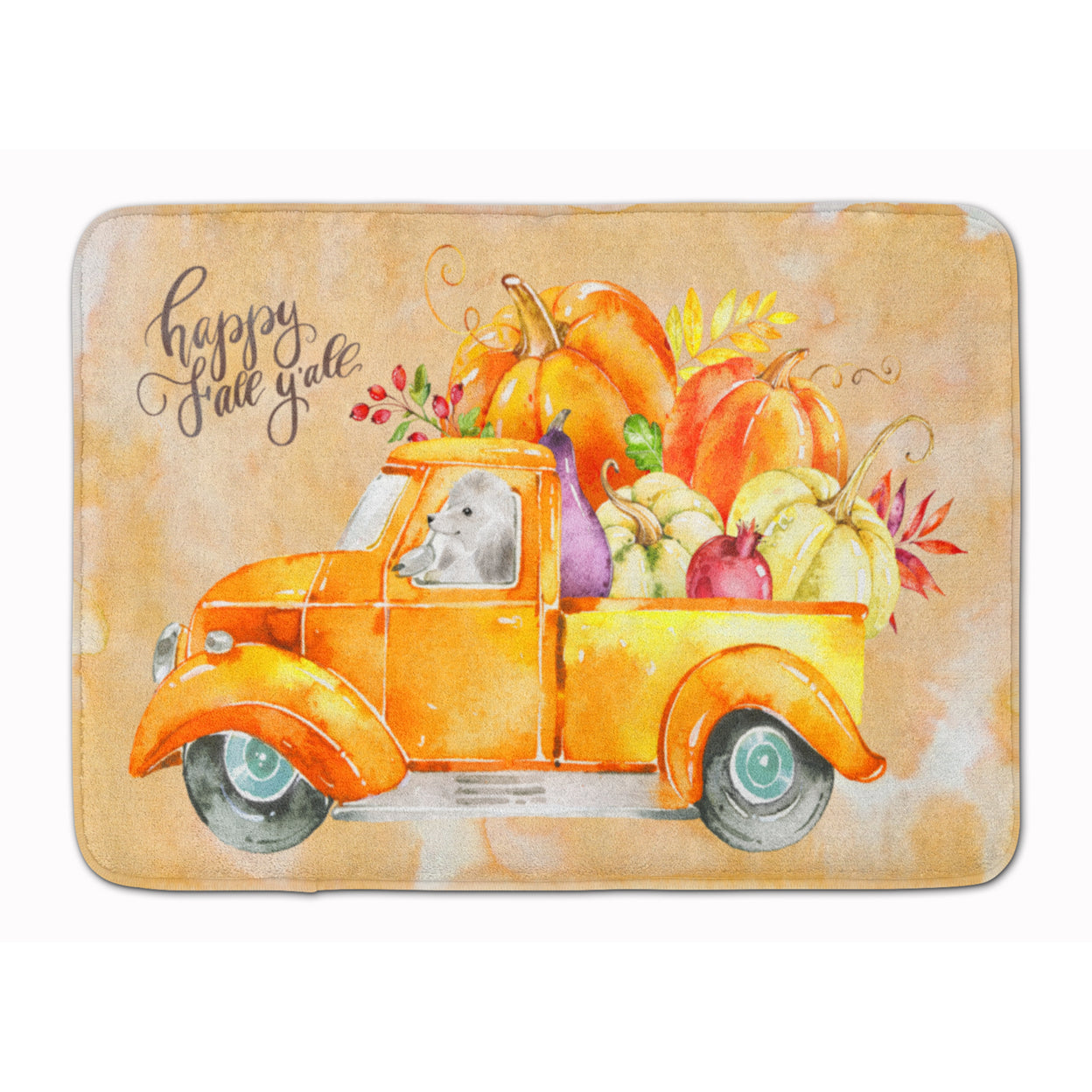 Carolines Treasures CK2678RUG Fall Harvest White Poodle Machine Washable Memory Foam Mat 19 X 27" multicolor