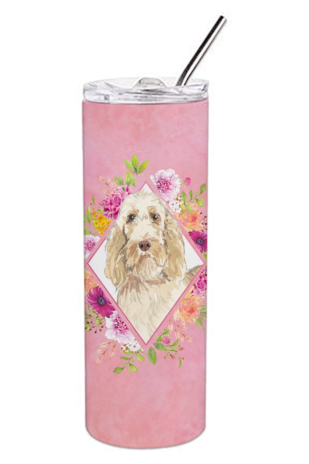 Carolines Treasures CK4209TBL20 Spinone Italiano Pink Flowers Stainless Steel 20 oz Skinny Tumbler 20 oz multicolor