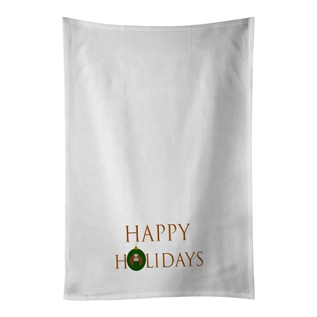 Carolines Treasures CK9578WTKT 28 x 19 in. Unisex Cavalier King Charles Spaniel-Blenheim-Dog Face Happy Holidays Christmas White Dish Towels Kitchen Towel - Set of 2