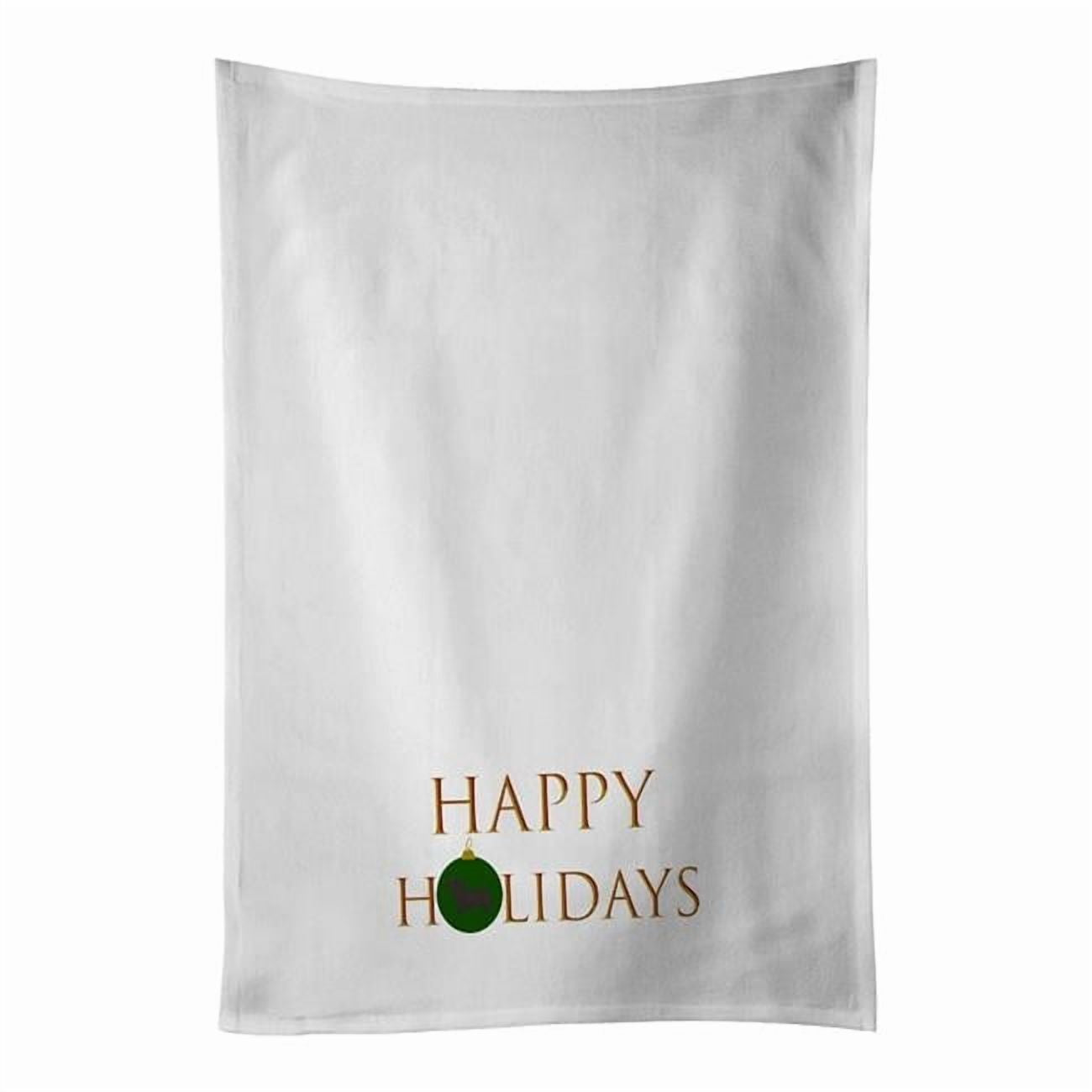 Carolines Treasures CK9644WTKT 28 x 19 in. Unisex Glen of Imal No.1 Happy Holidays White Dish Towels Kitchen Towel - Set of 2