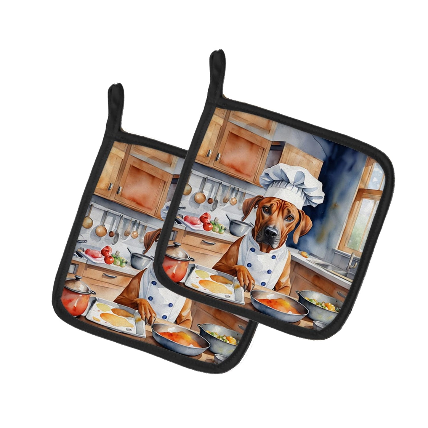 Carolines Treasures DAC6315PTHD 7.5 x 7.5 in. Unisex Rhodesian Ridgeback The Chef Pair of Pot Holder