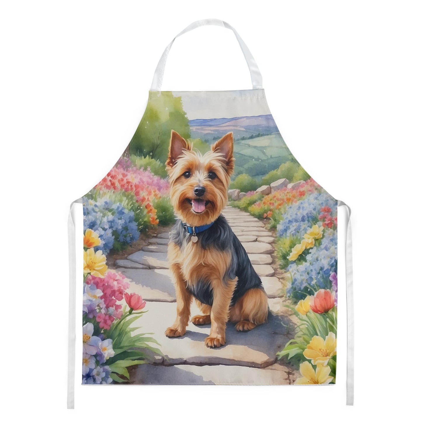 Carolines Treasures DAC6557APRON 30 x 27 in. Australian Terrier Spring Garden Apron