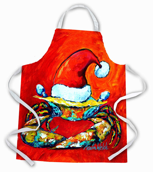 Carolines Treasures MW1169APRON Crab in Santa Hat Santa Claws Apron Large multicolor