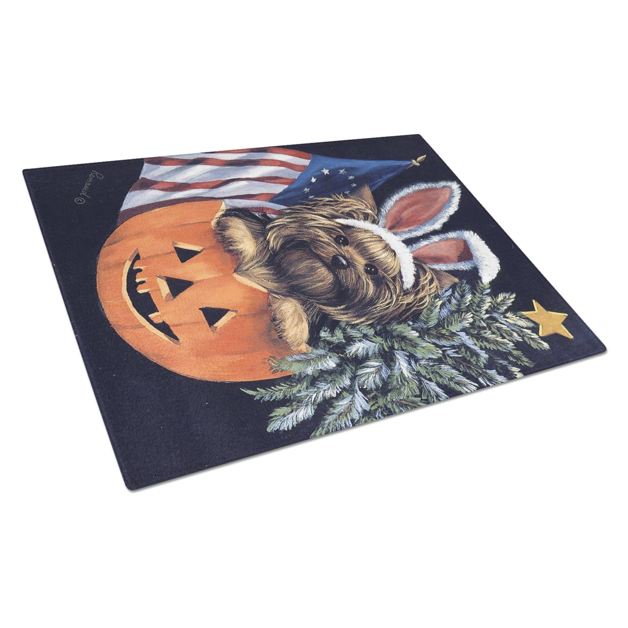Carolines Treasures PPP3124LCB Yorkie for All Seasons Glass Cutting Board Large, 12H x 16W, multicolor