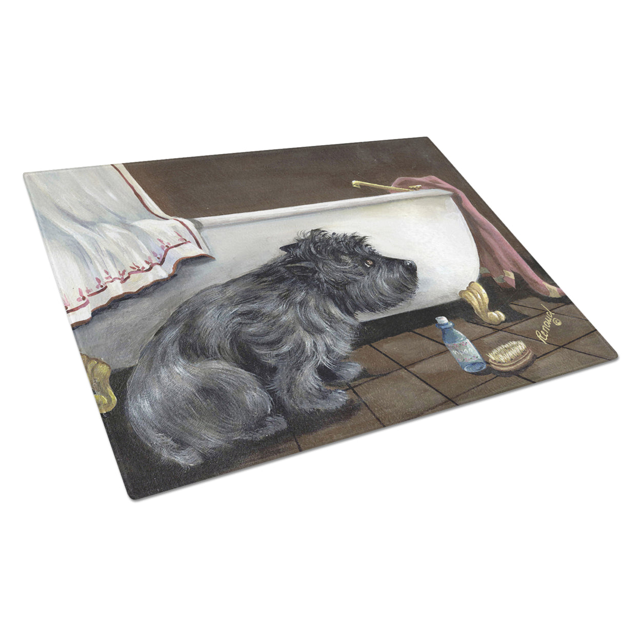 Carolines Treasures PPP3250LCB Cairn Terrier Bath Time Glass Cutting Board Large, 12H x 16W, multicolor