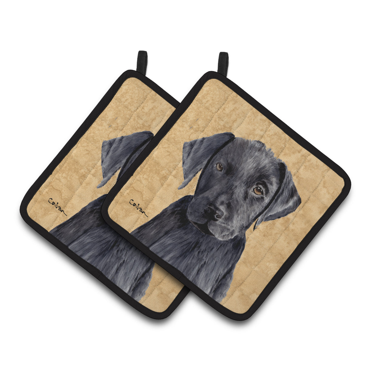 Carolines Treasures SC9136PTHD Labrador Wipe your Paws Pair of Pot Holders, 7.5HX7.5W, multicolor