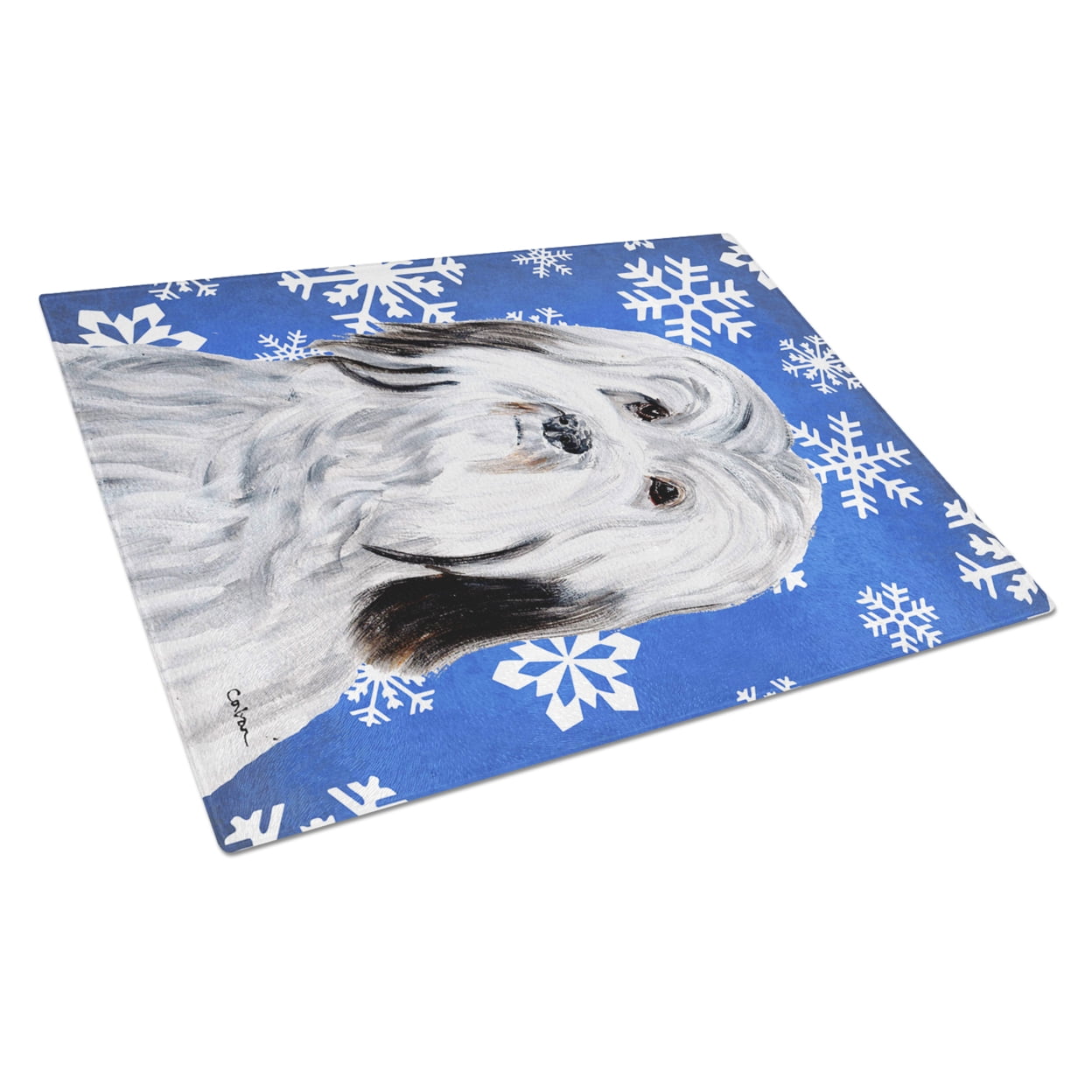 Carolines Treasures SC9785LCB Havanese Large Size Winter Snowflakes Glass Cutting Board