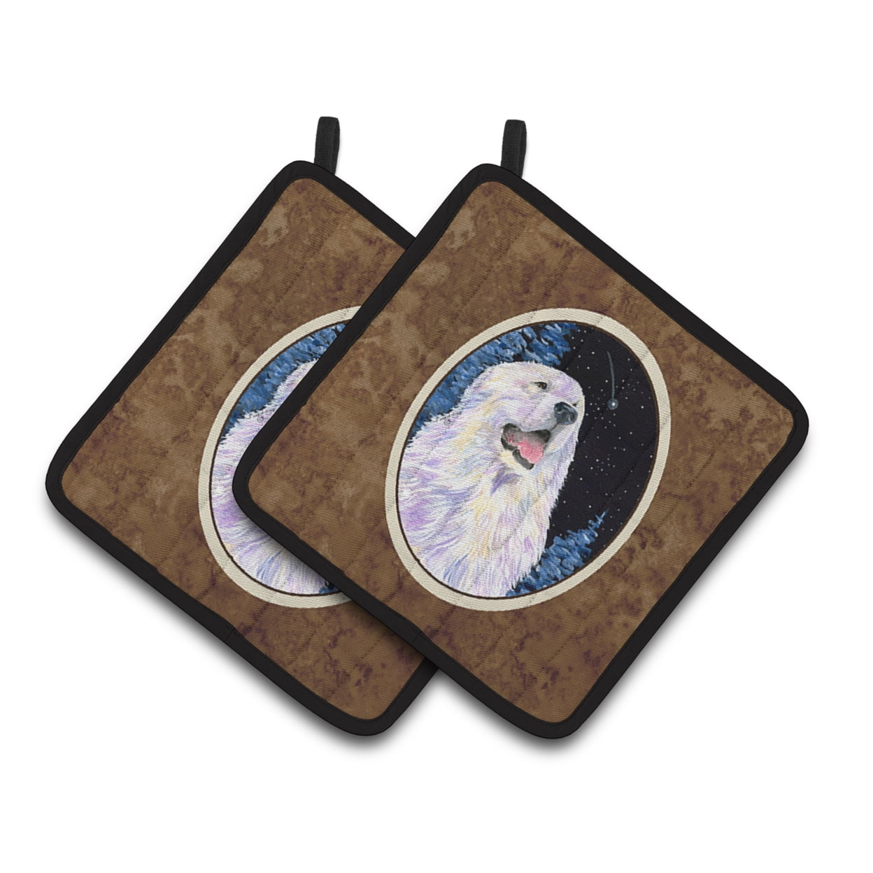 Starry Night Great Pyrenees Pair of Pot Holders