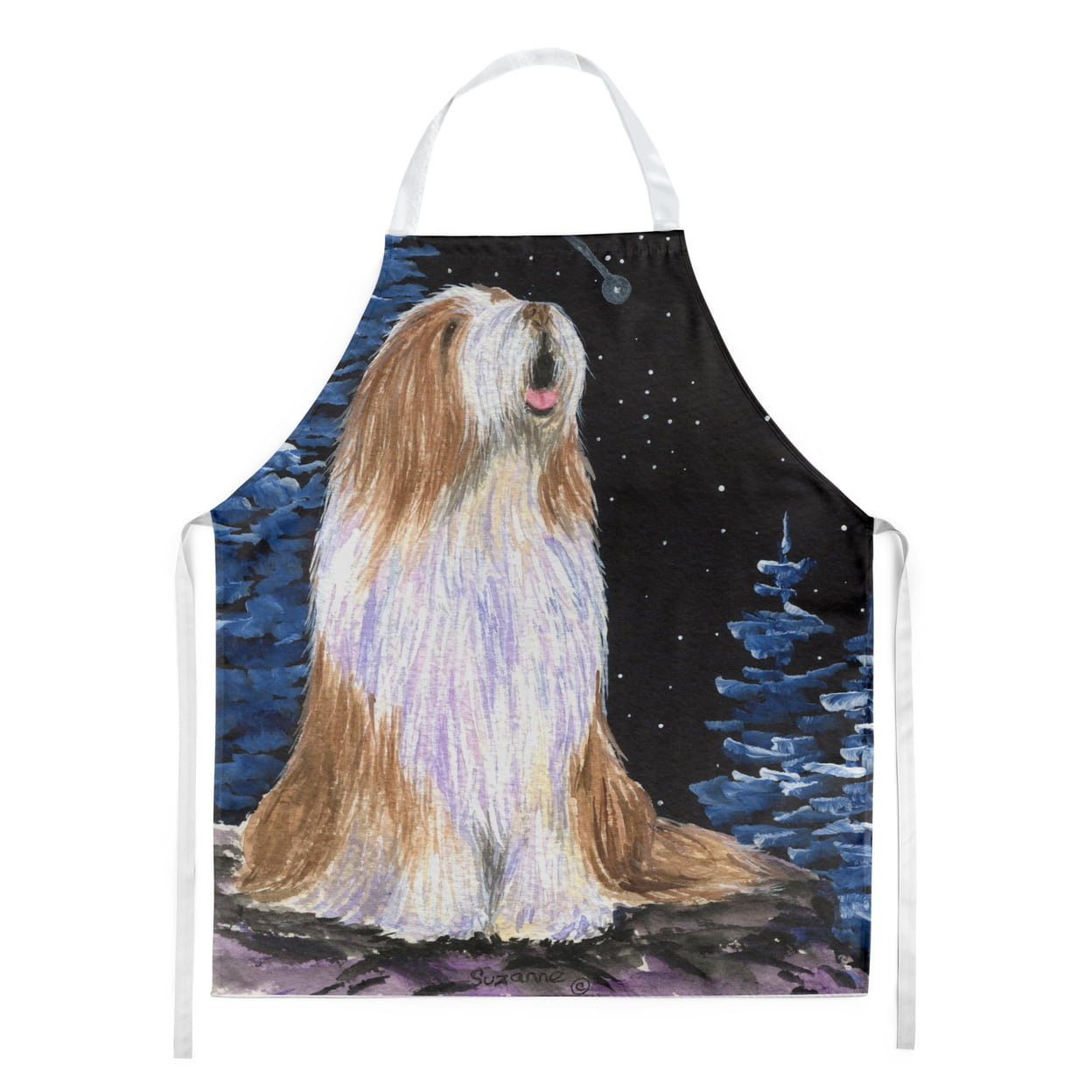 Carolines Treasures SS8467APRON Starry Night Bearded Collie Apron Large multicolor