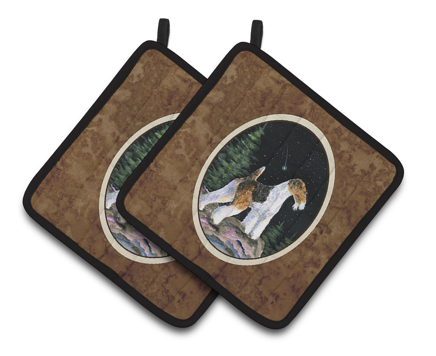 Carolines Treasures SS8500PTHD Starry Night Fox Terrier Pair of Pot Holders, 7.5HX7.5W, multicolor