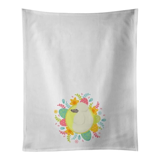 Carolines Treasures WDK3236WTKT 28 x 19 in. Unisex Poodle Easter White Dish Towels Kitchen Towel - Set of 2