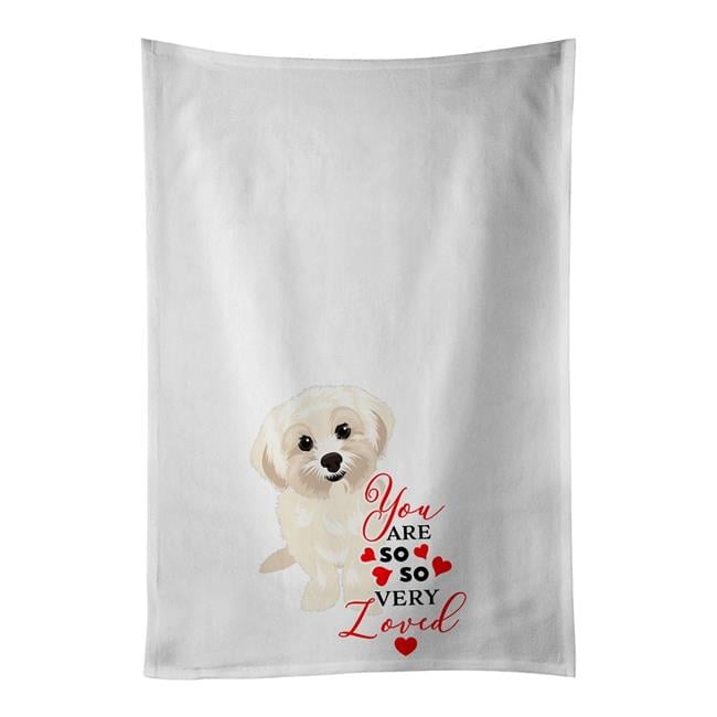 Carolines Treasures WDK4041WTKT 28 x 19 in. Unisex Shih-Tzu Gold No.4 So Loved White Dish Towels Kitchen Towel - Set of 2