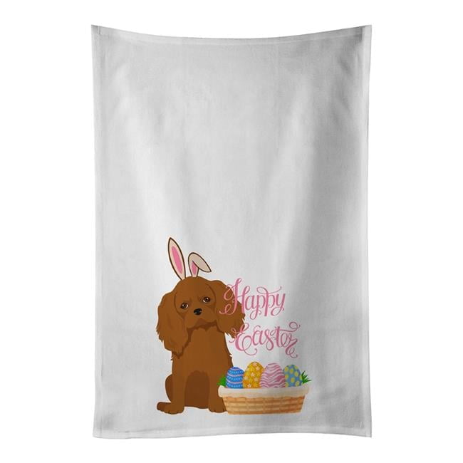 Carolines Treasures WDK4962WTKT 28 x 19 in. Ruby Cavalier Spaniel Easter White Kitchen Towel, Set of 2