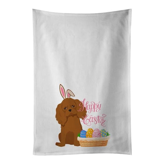 Carolines Treasures WDK4962WTKT 28 x 19 in. Ruby Cavalier Spaniel Easter White Kitchen Towel, Set of 2