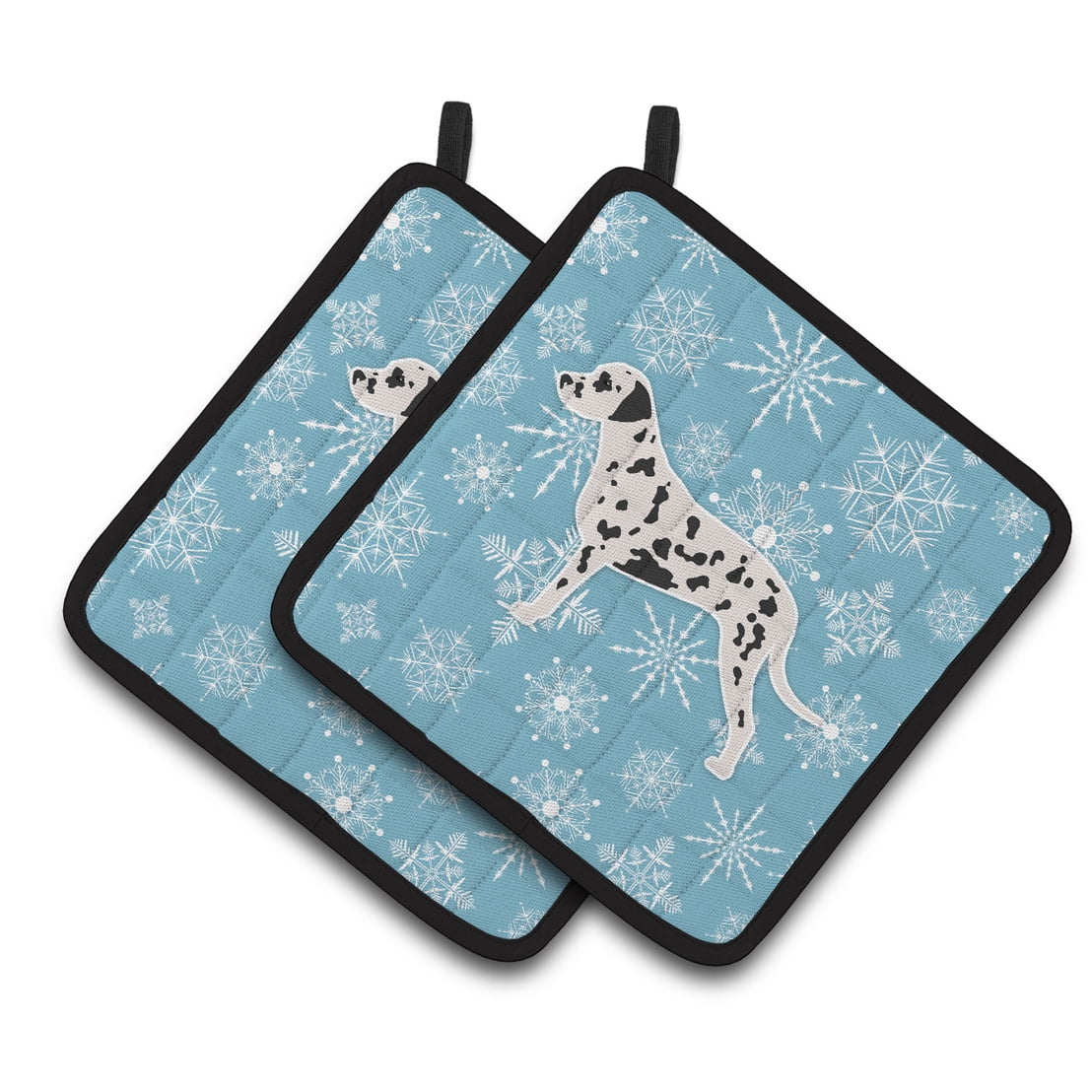 Carolines Treasures Winter Snowflake Dalmatian Pair of Pot Holders 7.5HX7.5W multicolor