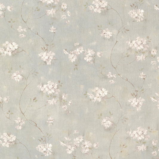 Chesapeake Dixie Aqua Floral Trail Prepasted Non Woven Blend Wallpaper, 20.5-in by 33-ft, 56.4 sq. ft.