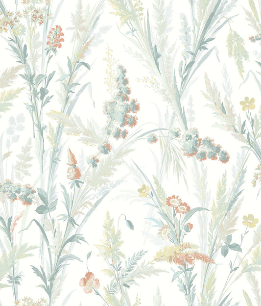 Chesapeake Hillaire Teal Meadow Wallpaper