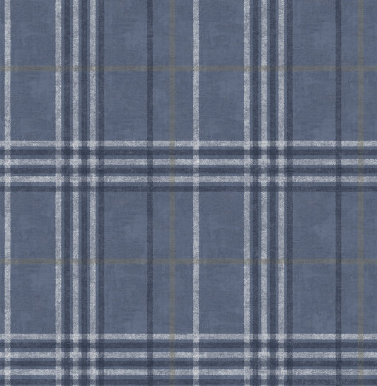 Chesapeake Rockefeller Navy Plaid Unpasted Non Woven Wallpaper, 20.5-in by 33-ft, 56.4 sq. ft.