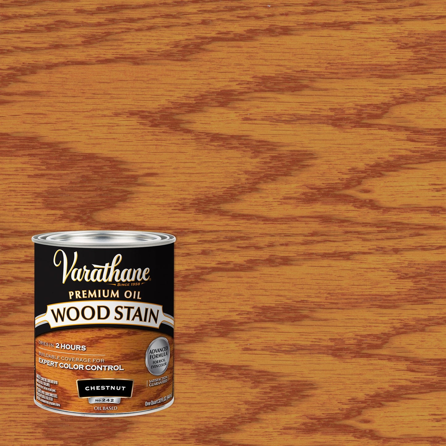 2 Pack, Chestnut, Varathane Premium Oil-Based Interior Wood Stain-211721H, Quart