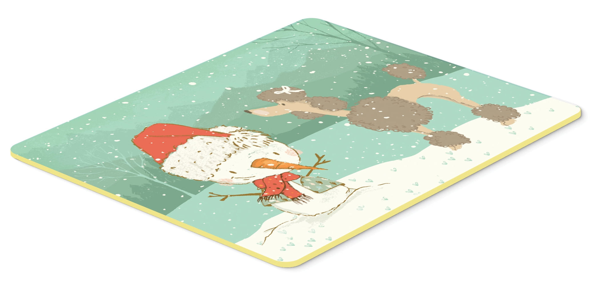 Chocolate Poodle Snowman Christmas Kitchen or Bath Mat 24x36
