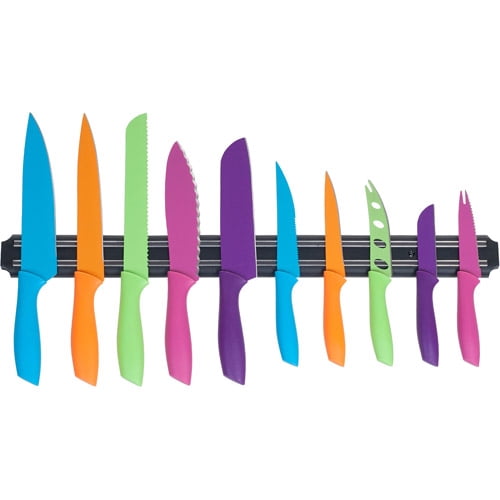 Classic Cuisine Colorful 10-Piece Stainless Steel Kitchen Tools Knife Set with Magnetic Bar