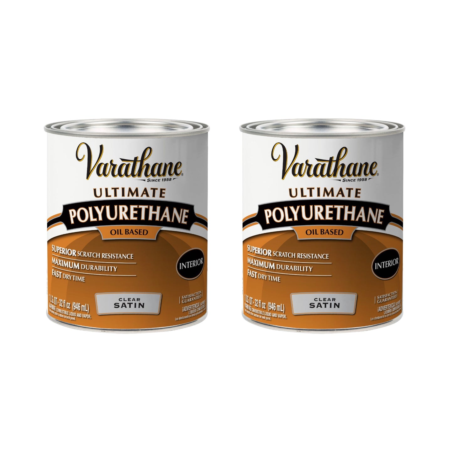 2 Pack, Clear, Varathane Ultimate Satin Polyurethane Oil-Based-9141H, Quart