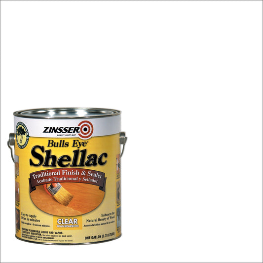 Clear, Zinsser Flat Bulls Eye Shellac Traditional Finish & Sealer- Gallon, 1 Pack