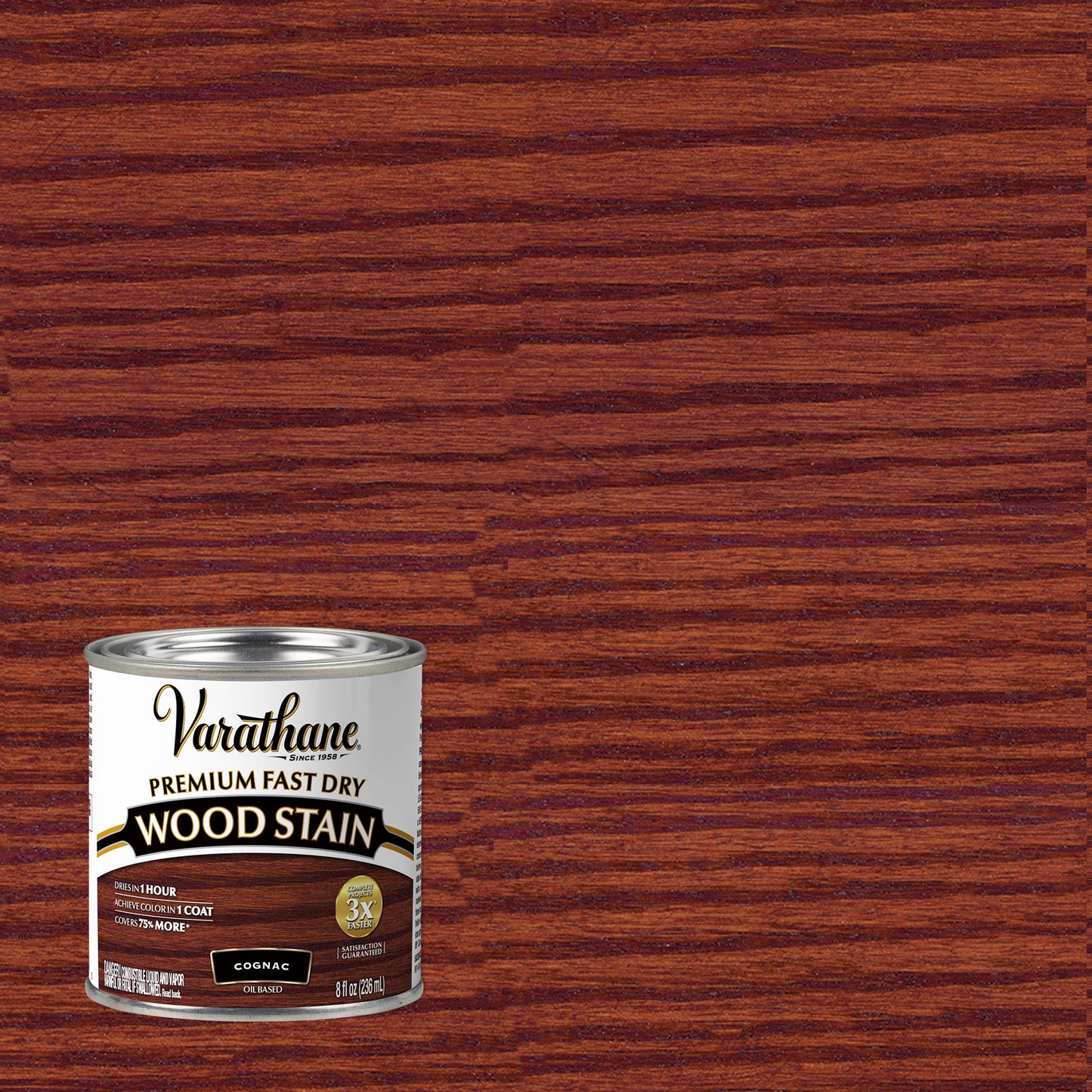 4 Pack, Cognac, Varathane Premium Fast Dry Wood Stain-384349, Half Pint