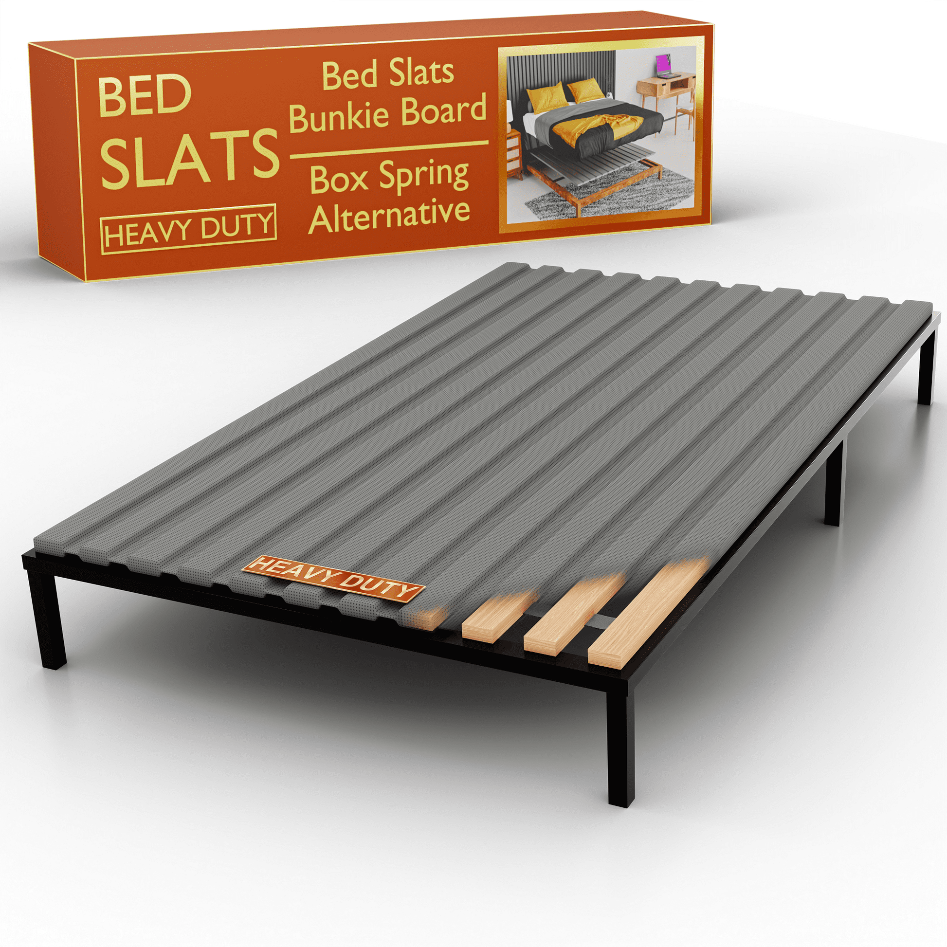 Continental Sleep, Wooden Full Bed Slats for Support Under Mattress with Cover â€“ Replacement Wood Slats for Full Size Bed Frame â€“ Under Mattress Support Without Extra Height â€“ 3.38" Standard Width