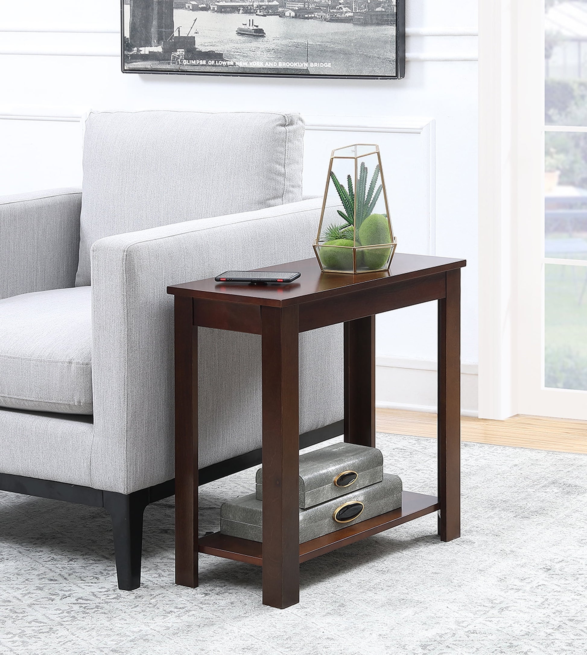 Convenience Concepts Designs2Go Baja Chairside End Table with Shelf, Espresso