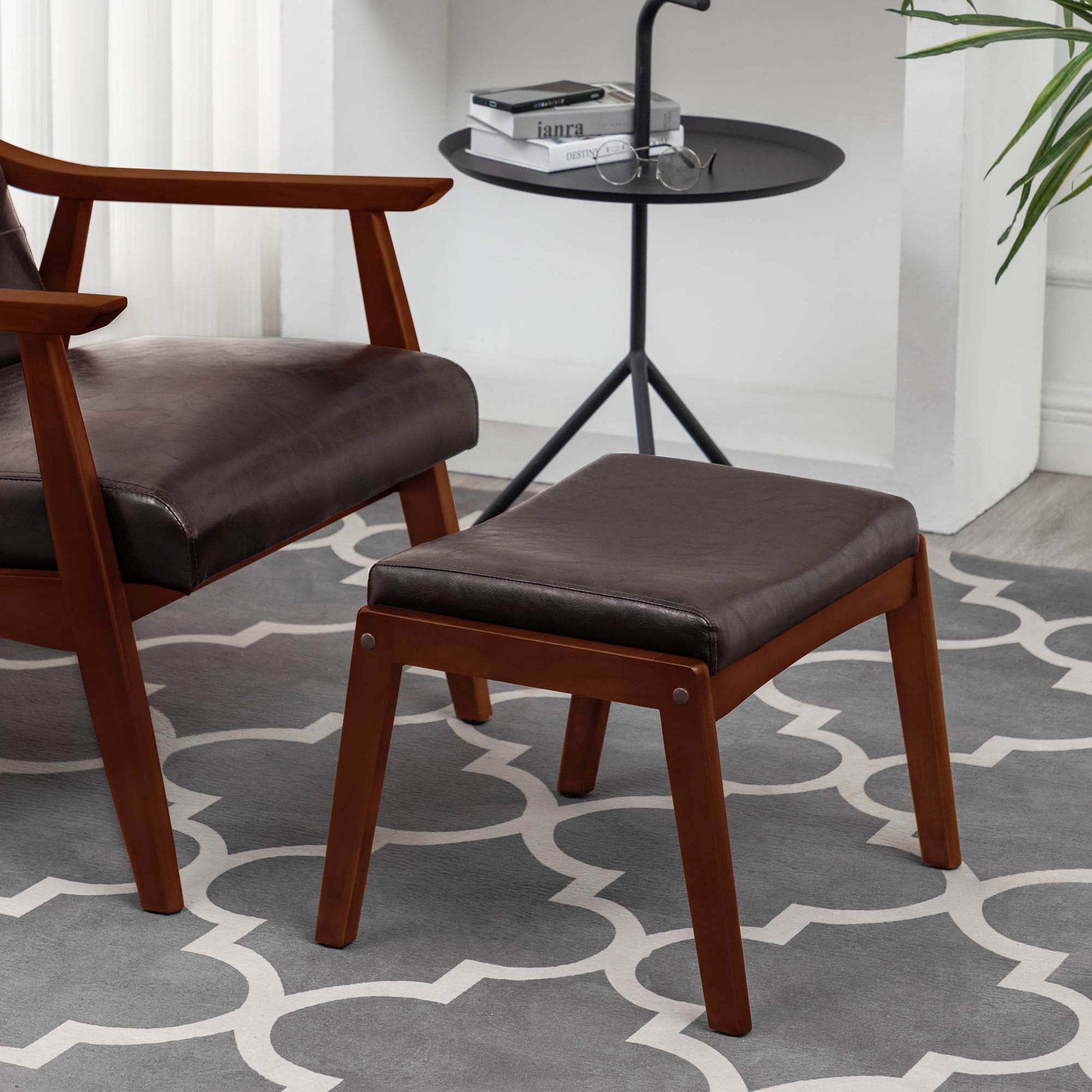 Convenience Concepts Designs4Comfort Natalie Accent Ottoman Stool, Espresso Faux Leather/Espresso
