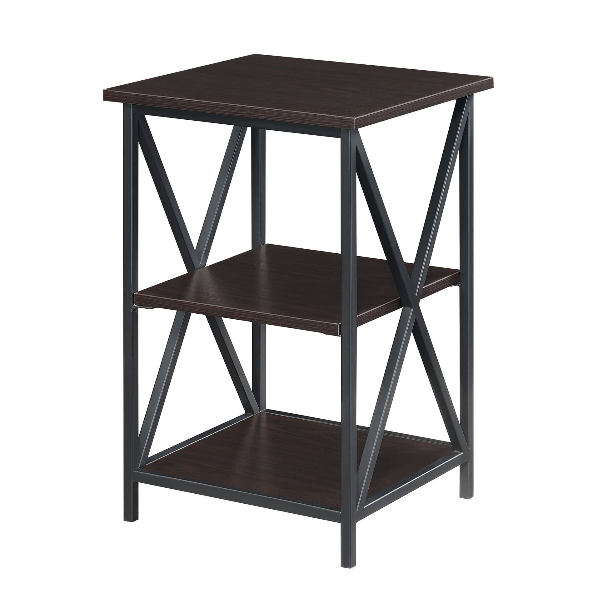 Convenience Concepts Tucson End Table with Shelves, Espresso/Black