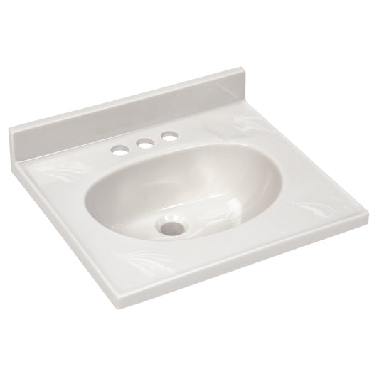 Design House Cultured Marble 19" x 17" Single Bowl Vanity Top with Centerset Mount and Backsplash, Ivory Swirl