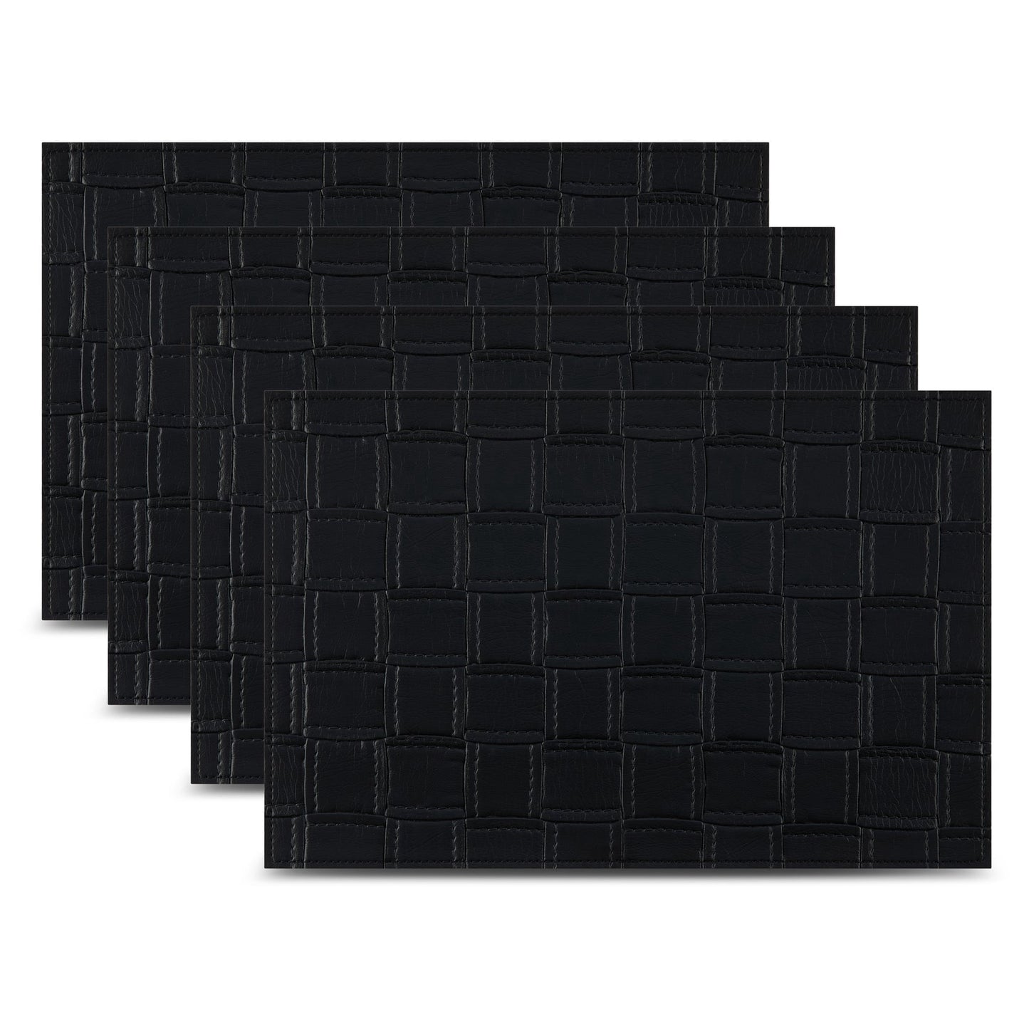 Ala Carte by Dainty Home Bostonian Quilted Textured Faux Leather Placemats â€“ Set of 4, Reversible, Non-Slip, Washable, Heat & Tear Resistant â€“ 12x18 in Dining Table Mats