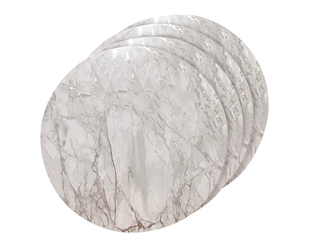 Dainty Home Marble Cork Metallic Print Round Set of 4 Placemats in Silver