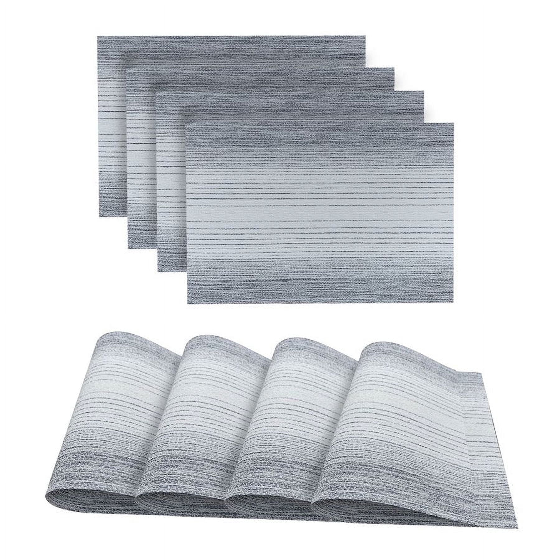 Dainty Home Ombre Woven Textilene Reversible 13" x 19" Rectangular Placemat Set of 4 in Silver