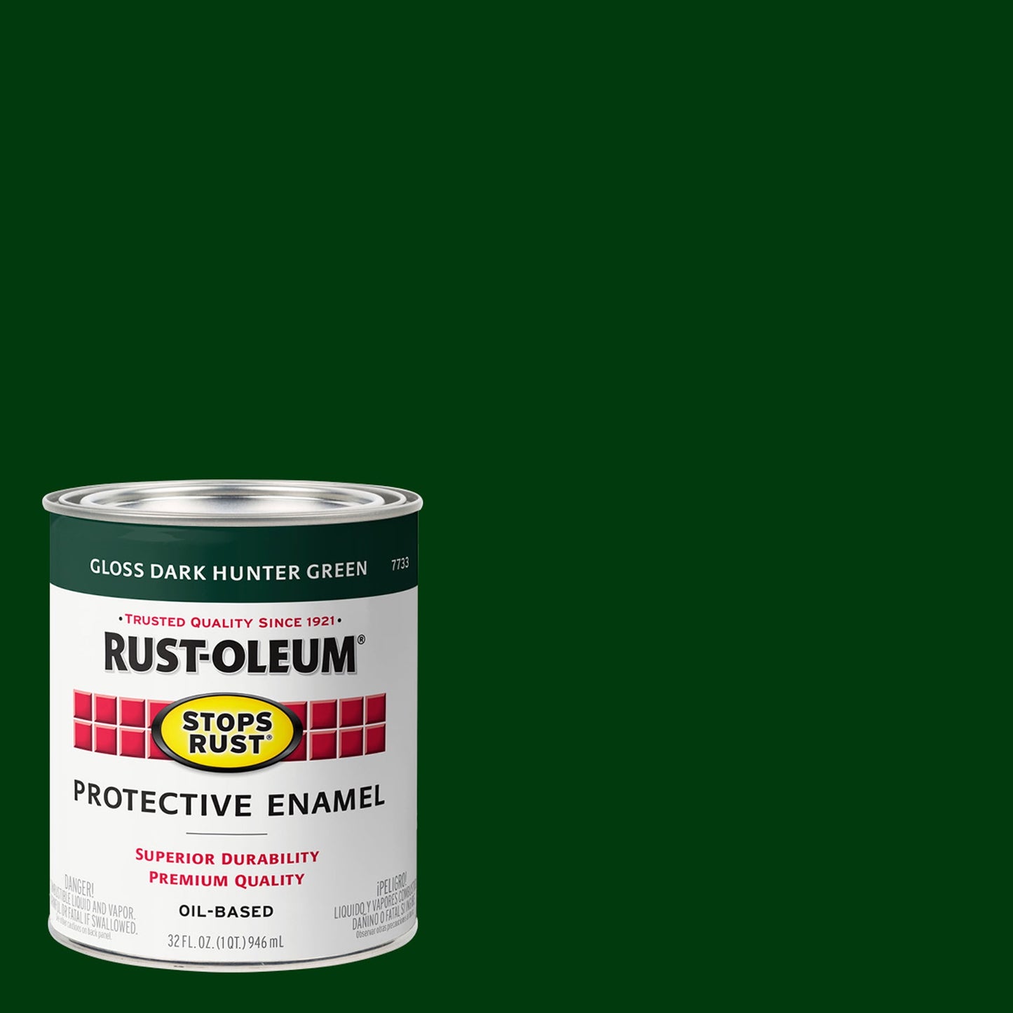 2 Pack, Dark Hunter Green, Rust-Oleum Stops Rust Gloss Protective Enamel- 7733502, Quart