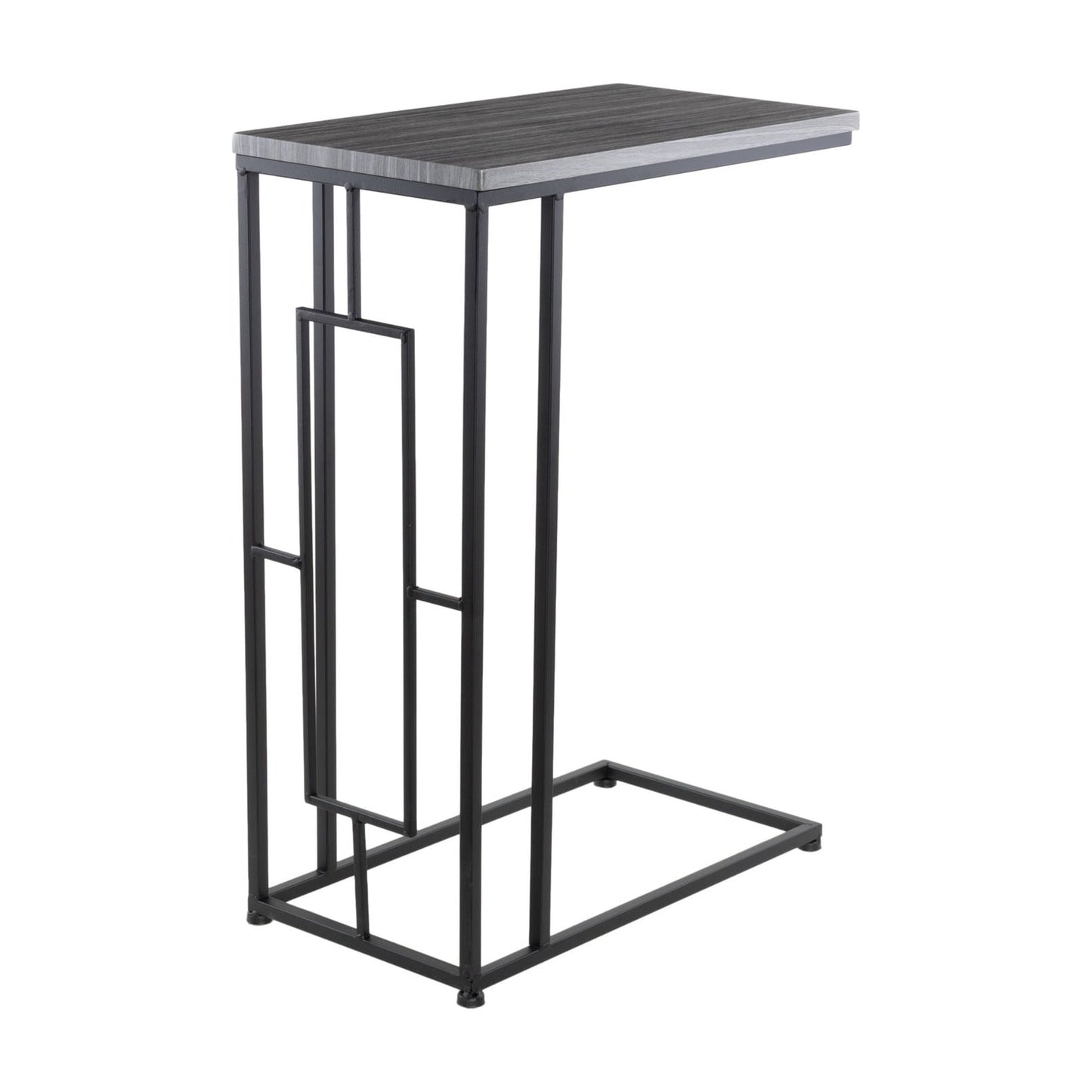 DecMode 10" x 26" Light Brown Metal C-Shaped Accent Table with Black Metal Base, 1-Piece